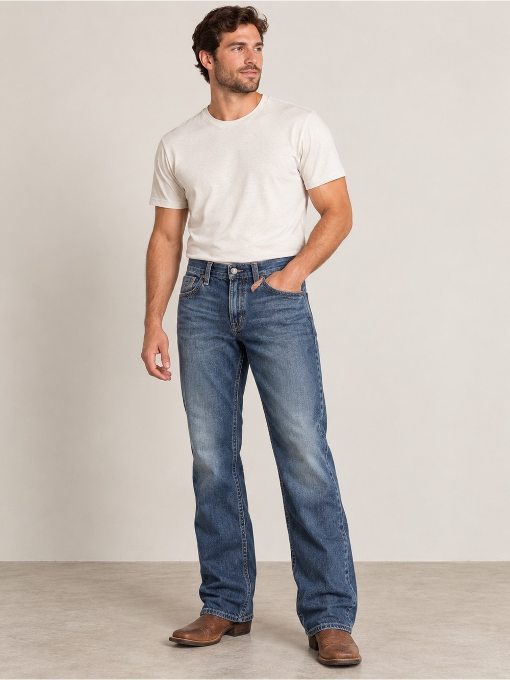 Ariat Men’s Bootcut Jeans in Medium Blue Wash 33/38